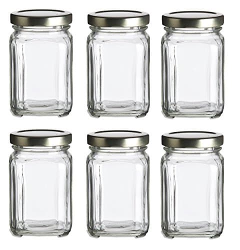 NakpunarNakpunar 6 pcs, 6 oz Square Glass Jars for Jam, Honey, Wedding Favors, Shower Favors, Baby Foods, DIY Magnetic Spice Jars