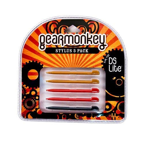 Gear Monkey Stylus 5-Pack - Various Colors, Nintendo DS Lite, Gearmonkey