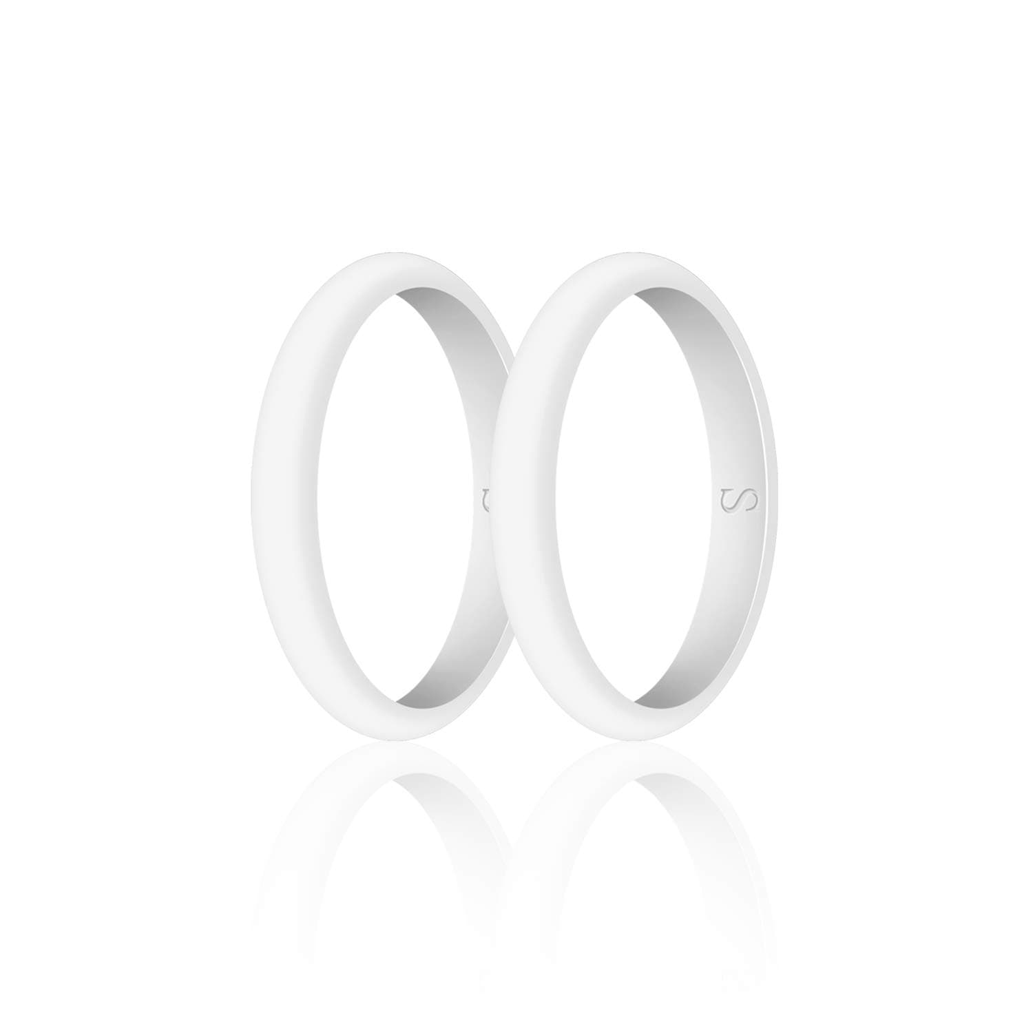 SANXIULY Womens Wedding Silicone Ring& Thin Rubber Wedding Bands for Workout and Sports Width 3mm Pack of 2 Color White Size 8
