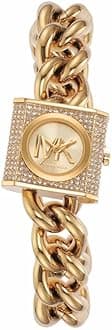 Michael Kors Chain Lock Watch for Women, Quartz Movement with Stainless steel or Leather strap