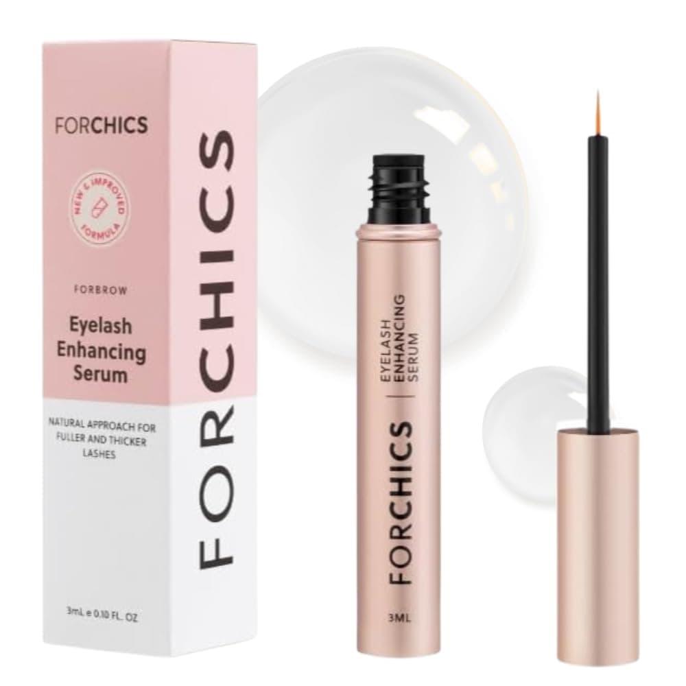 ForChics ForLash Eyelash Growth Serum - Enhancement Lash Booster For Fuller, Thicker, and Longer Eyelashes - Organic Lash Enhancer & Essential Thickener | Vegan & Cruelty-Free - [0.10 fl. oz / 3ml]