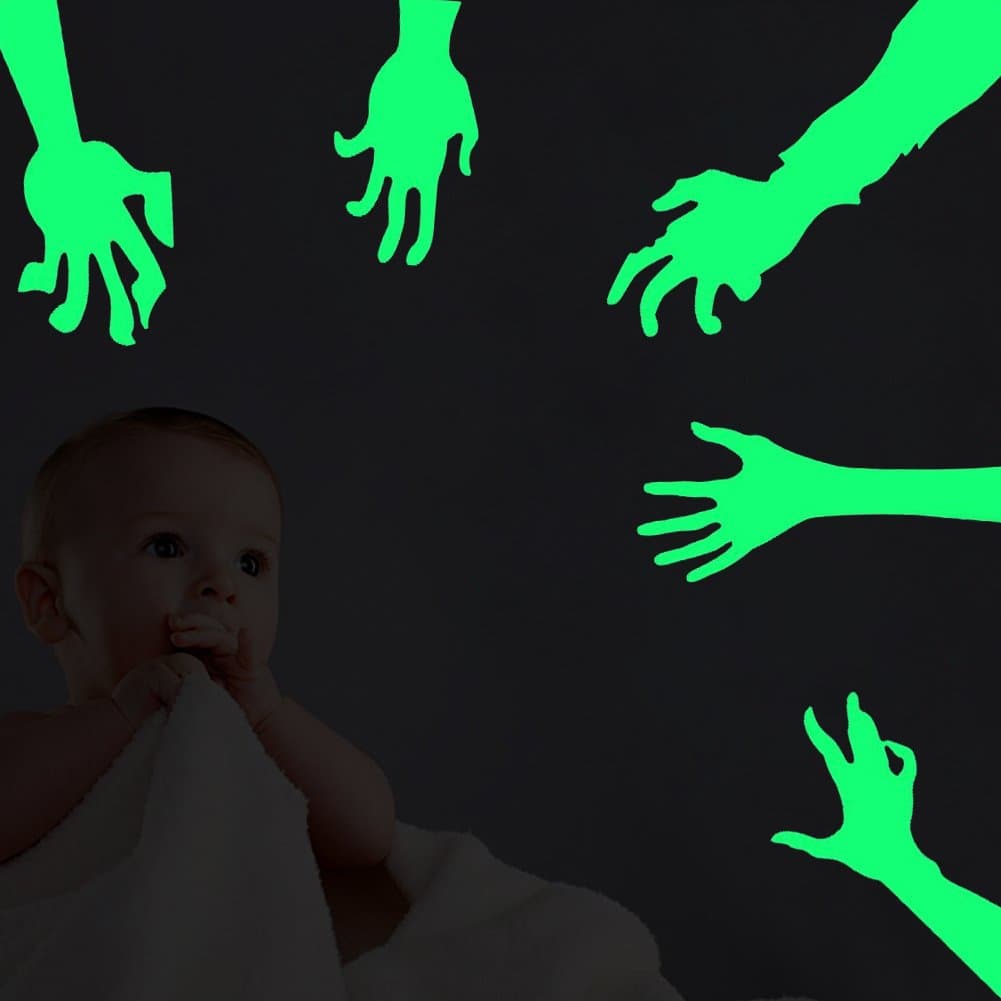Five Zombie Hands Wall Decals Halloween Decorations Glow in The Dark, XYIYI Spooky Wall Stickers for Halloween Party Kids Home Room Décor