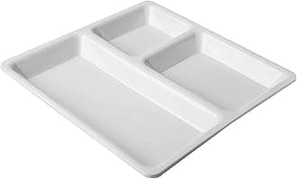 Food-Grade Plastic 3 in 1 Compartments Pav Bhaji Plate Dinner Plates Serving Plates White Set of 6