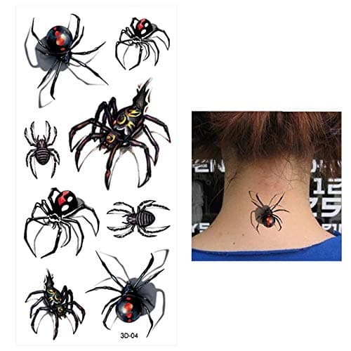 BLACK WIDOW spider killer 8 temporary tattoos scar cover up waterproof body makeup stretch mark cover up fake tattoo cover up anime manga spiderman homecoming superheroes party decor cosplay party toy