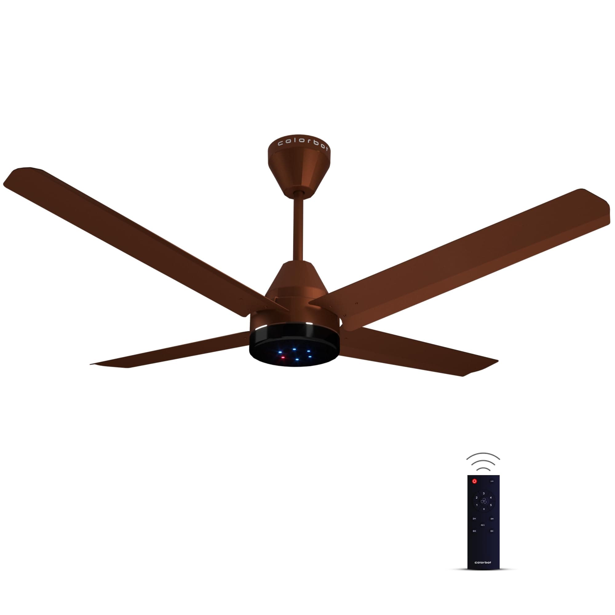 Colorbot Stella Quad 4 Blade BLDC Ceiling Fans 1200mm | BEE 5 Star Rated | Savings up to 65% | Remote Control (Boost, Timer, LED, Reverse Mode) | 4 Years Warranty (Cocoa Brown)
