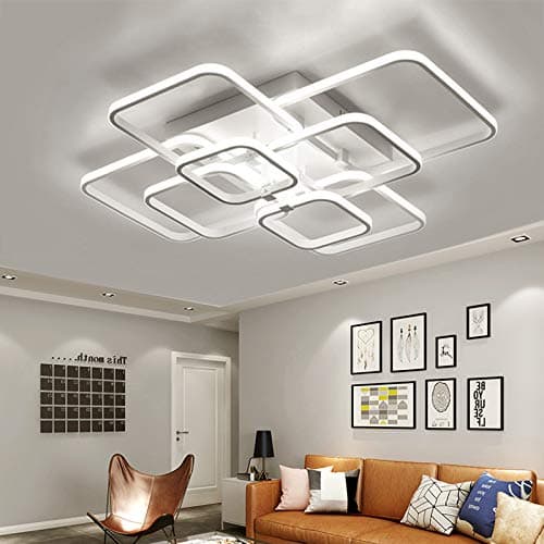 152W Modern Bedroom Lights, 6000K Daylight LED Ceiling Light, Flush Mount Lighting Fixture for Living Room Lounge Restaurant (8 White Squares, Cool White)