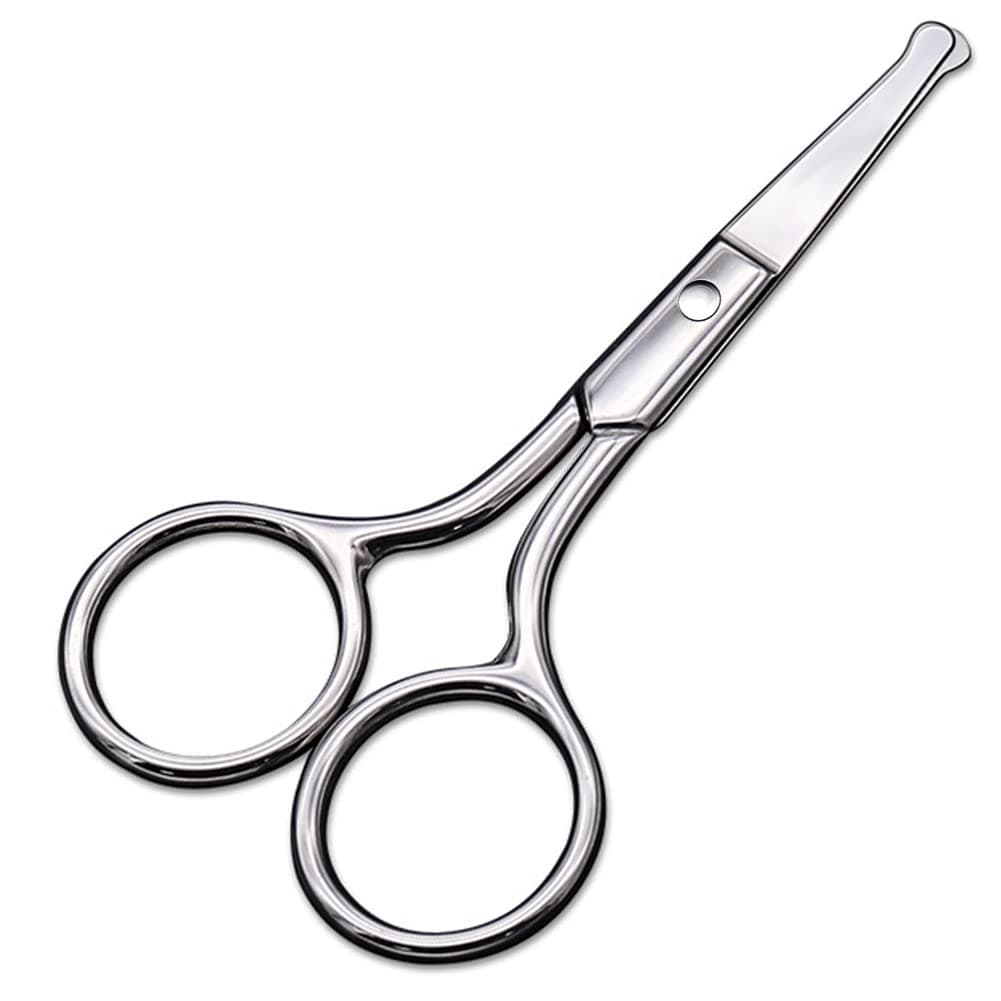 Small Scissors with Round Tip Design - Professional Grooming for Hair, Eyelashes, Nose, Eyebrow Trimming, Moustache - Won't Scratch Your Nasal Cavity