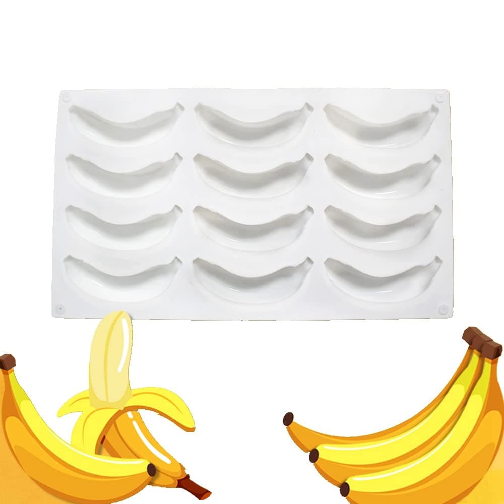 Silicone Mold Baking Pan Non-Stick Baking Pastry Chocolate Cake Dessert DIY Decoration Tools (Banana R_11.8x6.8x0.08 inch)