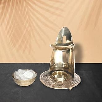 Brass Metal Fragrance Lamp Oil Diffuser with Bowl Camphor/Loban Lamp Burner Bakhoor Incense Frankincense Burner Lamp with Adjustable Handle (Size - 15cm)