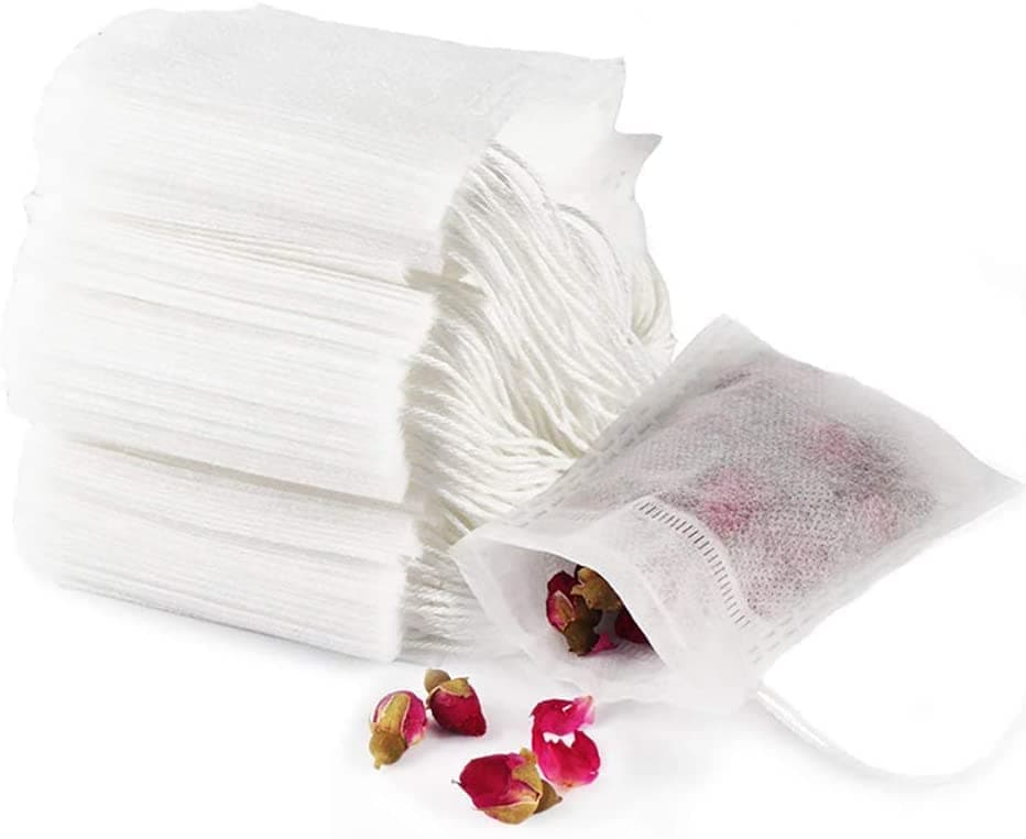 Tea Filter Bags, Disposable Empty Tea Bags, Loose Leaf Tea Infuser, Safety and Environmental Food-Grade Drawstring Tea Bags, Set of 100 (3" x 4" /8 x 10cm)