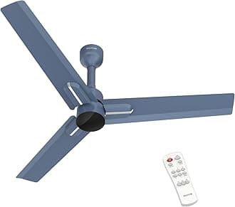 Polycab Wizzy Neo 1200mm 5-Star BLDC, Remote Ceiling fan for Living Room | 55% Energy Saving, 100% Copper, High Air Delivery, 6 Speed Setting, Free Installation【Blue Silver】