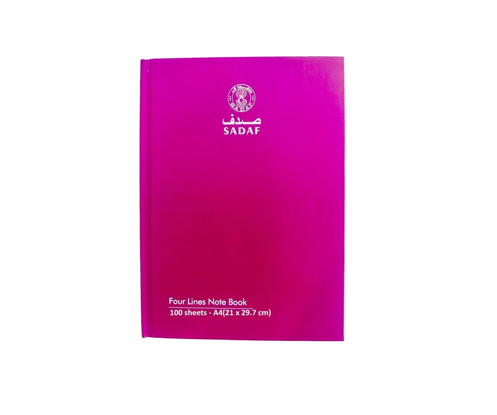 Sadaf100-Sheet Four Line Hard Cover Notebook, A4 Size, Magenta
