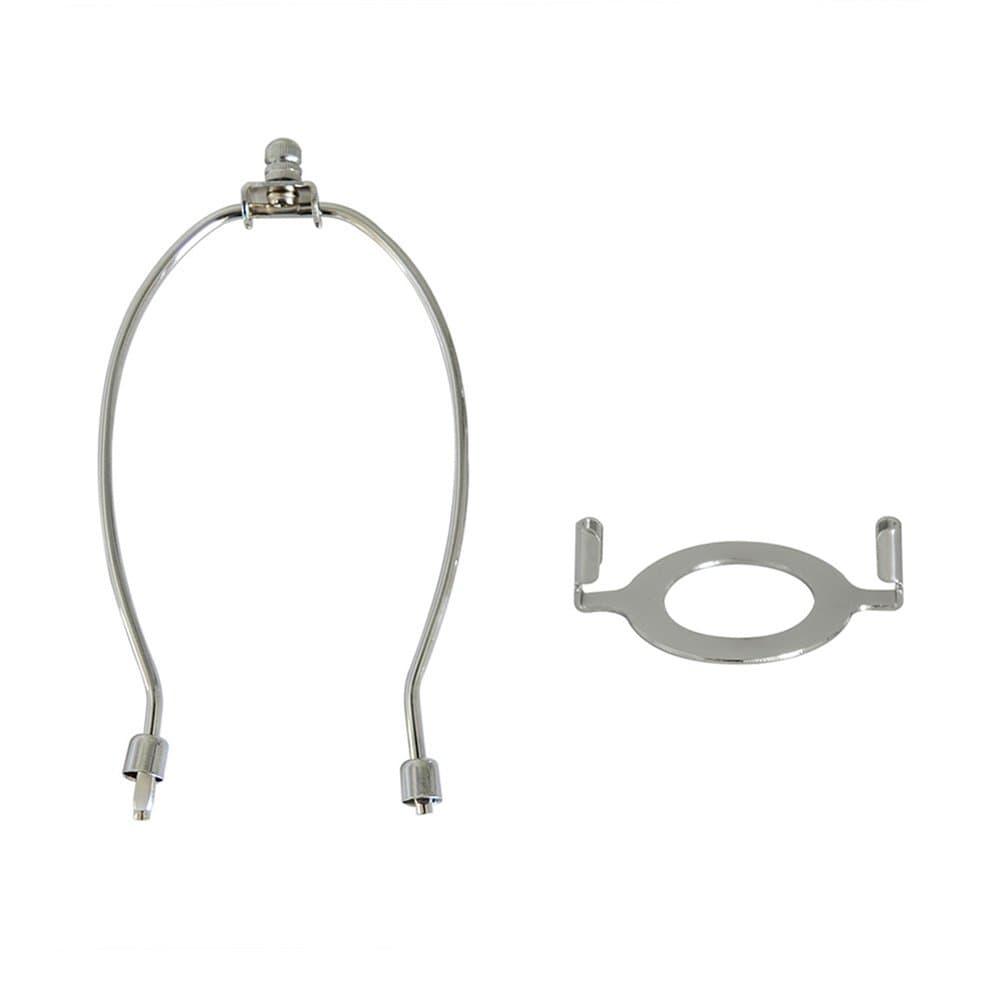 TOOTOO STAR Lamp Shade Harp Holder and Light Base UNO Fitter Adapter Converter Finial Set, Detachable Parts (Silver, E27 Adapter, 9.5 inch)