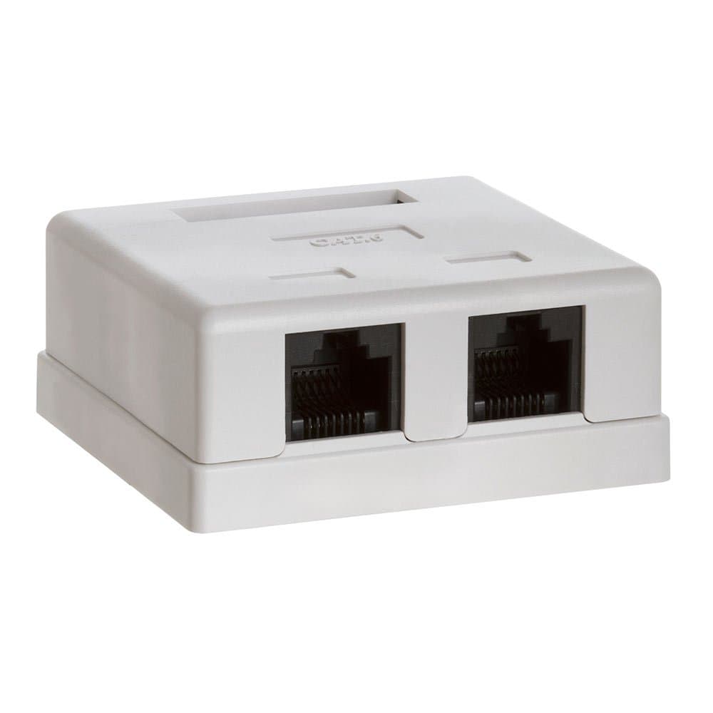 Cmple - 2 Port Cat6 Surface Mount Box, RJ45 Cat6 Dual Port Surface Mount Box for Ethernet Cables, Screws and Double-Side