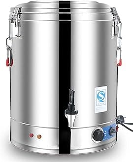 PILYON Commercial Large Capacity Catering Urn, 30L/40L/50L/60L Hot Water Boiler Dispenser, Stainless Steel, 30-110°C Temperature Control for Cafe, Office, Home,70L