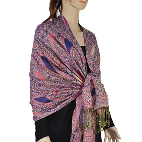 Women Jacquard Section Paisley Thicker Pashmina Shawl