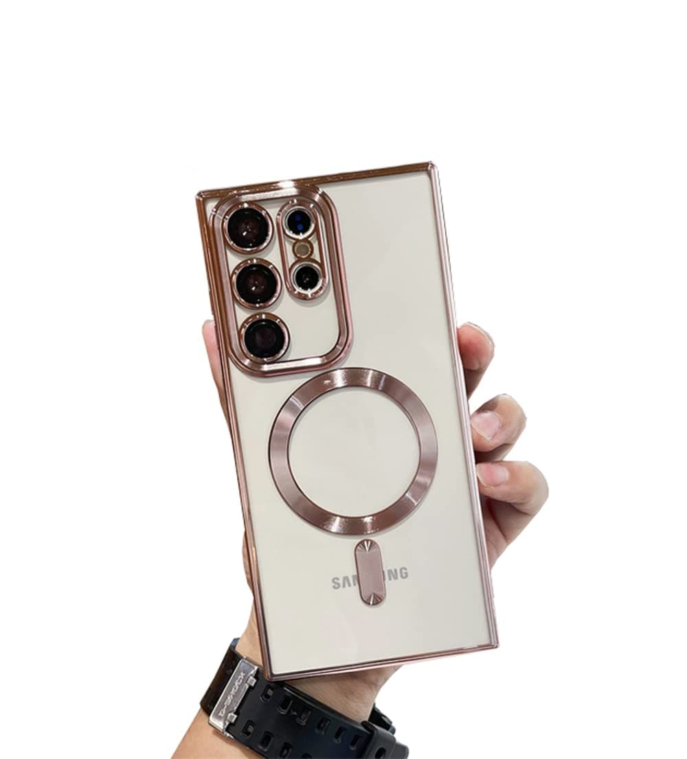 Galaxy Note 20 Ultra Case Magnetic [Support Magsafe Charger] Wireless Anti-Scratch Shockproof Plated Clear Full Camera Protection Phone Cover Case for Samsung Galaxy Note 20 Ultra-Rose Gold