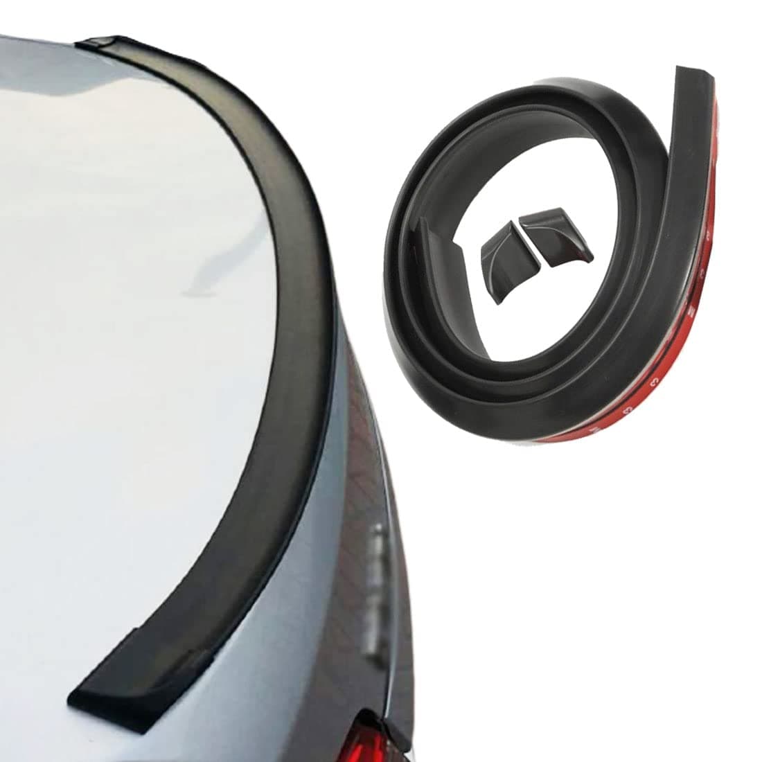 TuTuYa Universal Car Spoiler, 4.92ft/1.5m Matte Black Car Trunk Spoiler Lip Kit Rubber Strip Bar Spoiler Tailfin Tail Fin Rear Wing Tailgate Hatchback for Maost of Popular Cars