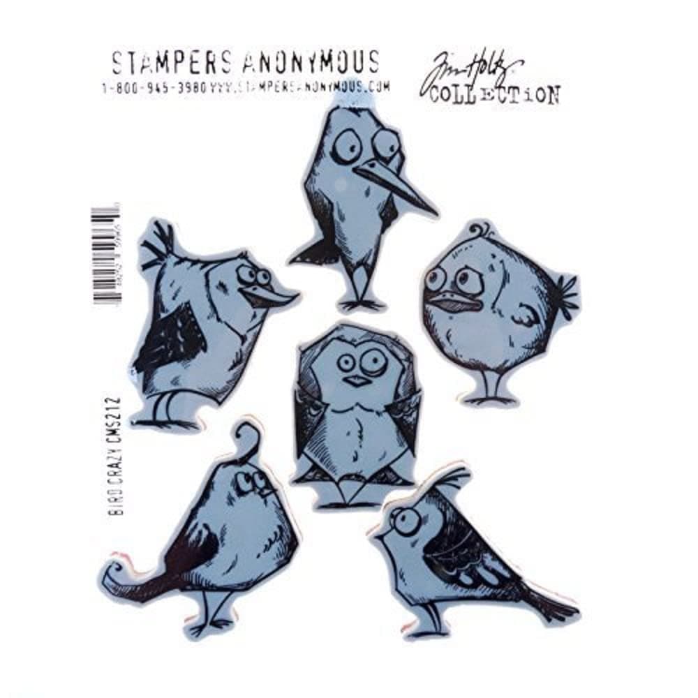 Stampers Anonymous CMS-212 Crazy Bird Mounted Stamp, Red, Gray, 7 x 8.5"