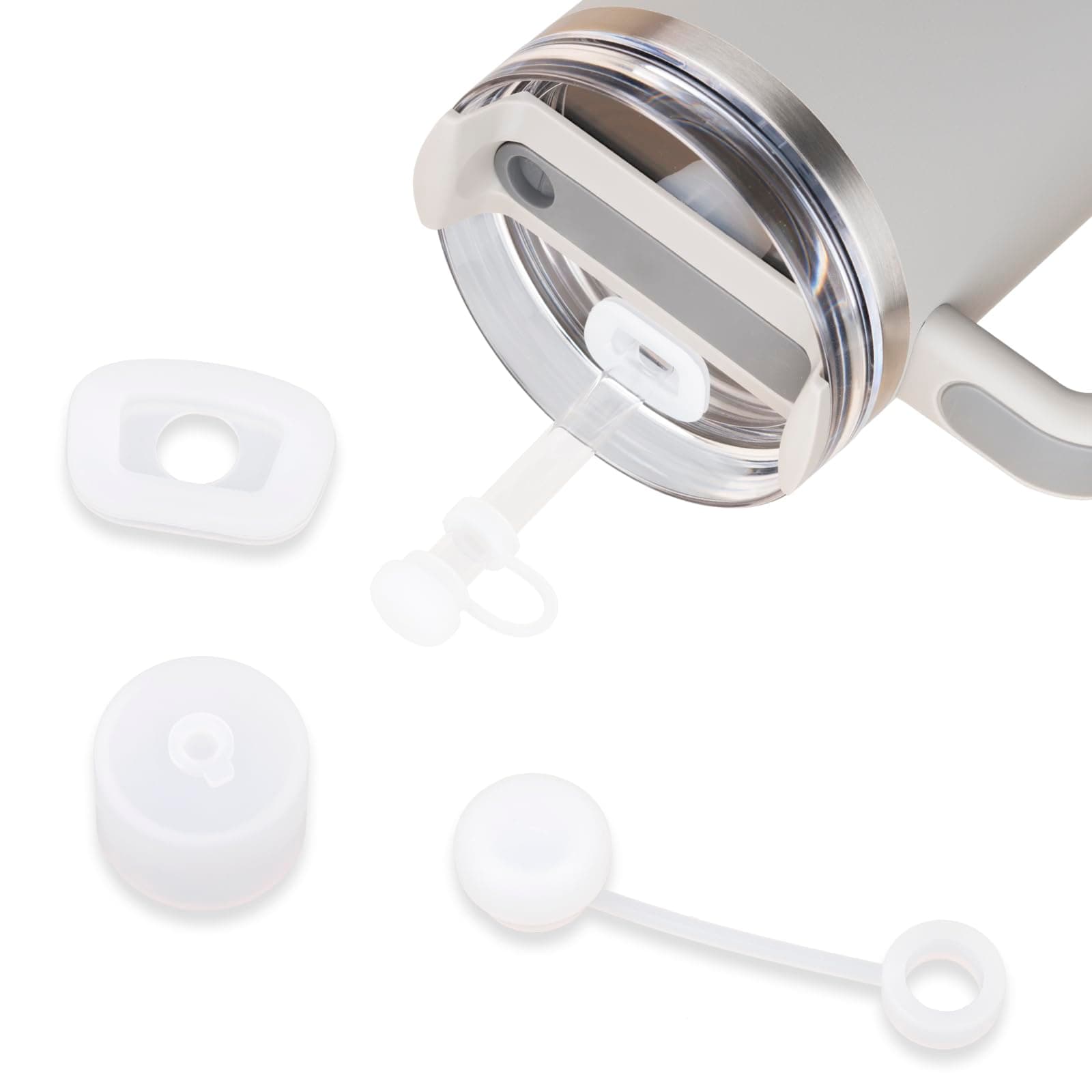 3 Pcs Silicone Spill Proof Stopper, Compatible With Stanley Quencher H2.0 Tumbler 40/30/20 oz, Leakproof Silicone Seal Kit, Including 1*Straw Cover, 1*Straw Hole Seal, 1*Center Shaft Seal (H2.0)