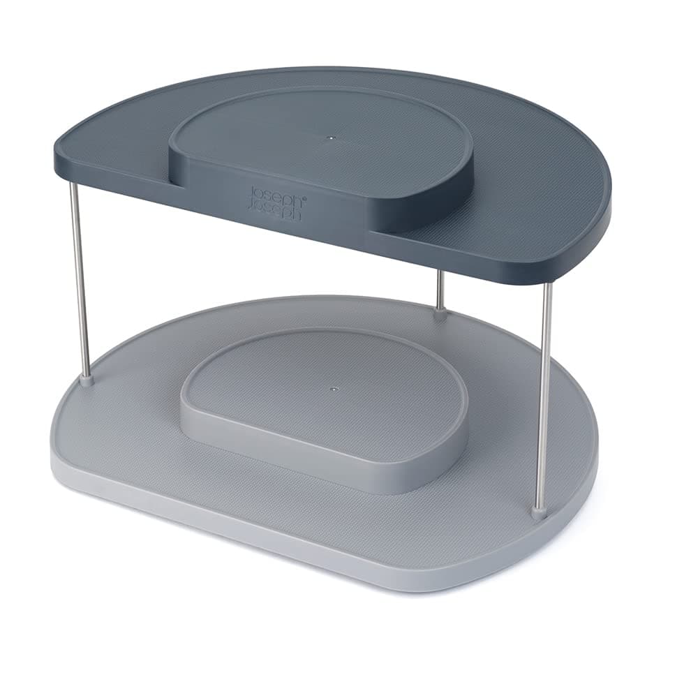 CupboardStore 2-Tier Rotating Organiser – Premium Kitchen Cabinet Storage for Bottles, Jars & Spices | Modular Kitchen Organization Essential (Grey)