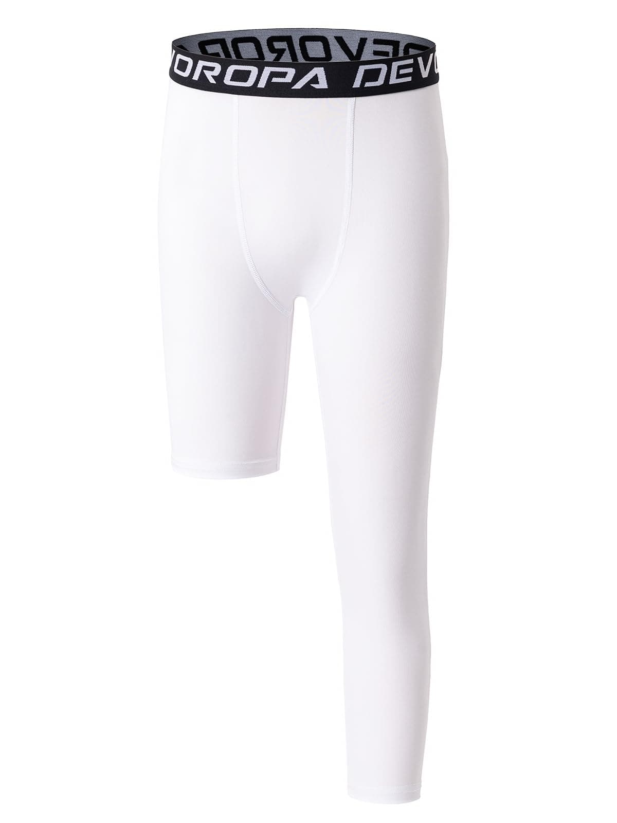 Youth Boys One Leg Compression Pants for Basketball 3/4 Leggings Sports Tights Kids Athletic Soccer Base Layer