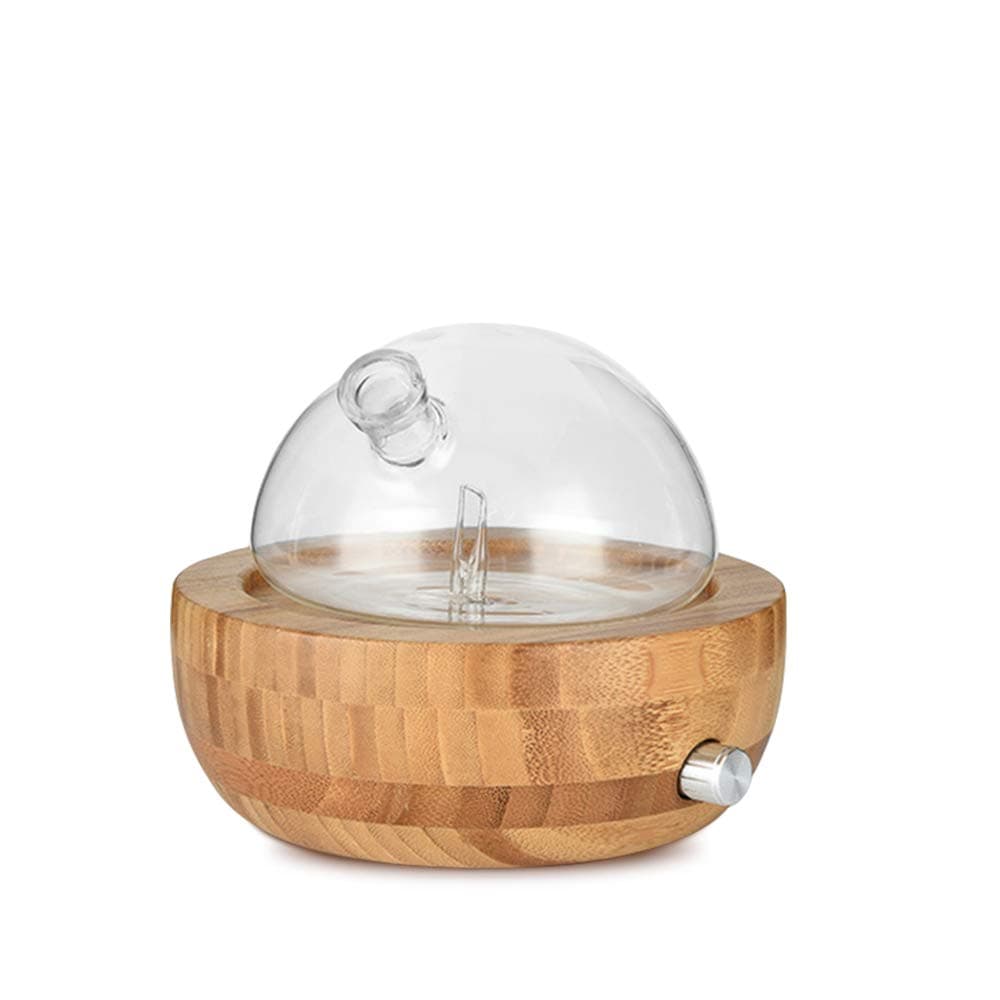 Waterless Essential Oil Aroma Diffuser, Bamboo Base and Glass Essential Oil Nebulizer for Home