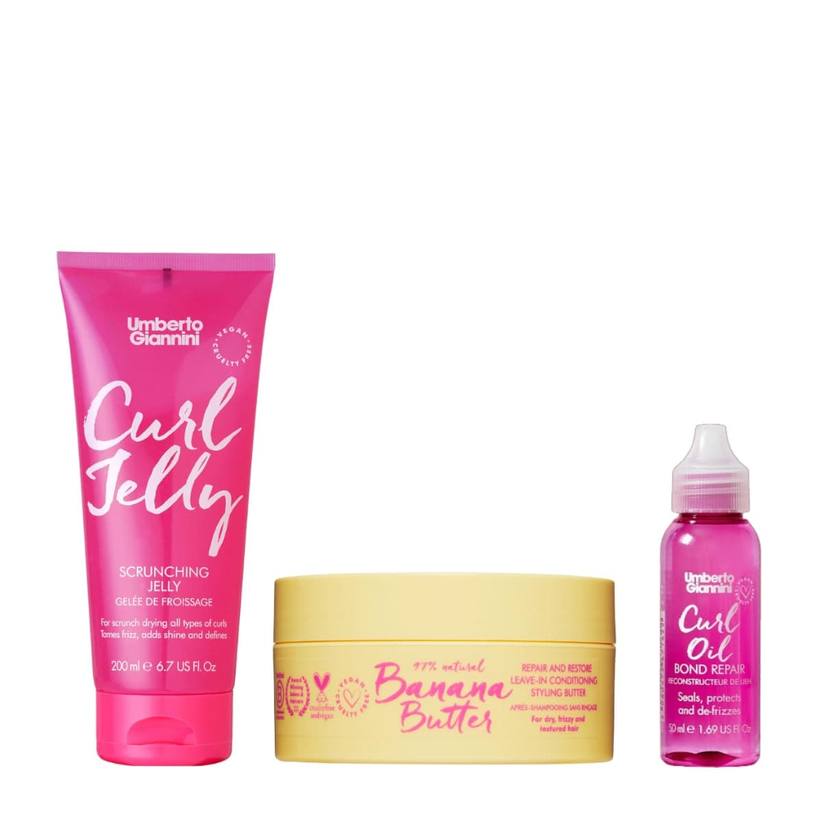 Umberto Giannini Hair Routine Kit for Type 4 Curls (3 Products) Styling Routine for Frizz-Free, Defined & Bouncy Curls & Coils