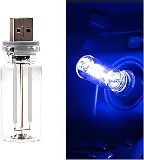 USB LED Car Atmosphere Light, Mini Vehicle Ambient Interface Charging Lighting Bottle, Portable Automotive Night Lamp Decoration Accessories, Universal for SUV, Sedan, Truck (Blue)