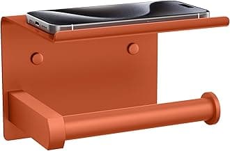 Tindbea Toilet Paper Holder with Shelf Adhesive or Screw Wall Mounted Toilet Paper Roll Dispenser Storage, Stainless Steel Bathroom Shelf Holder Accessories (Crimson)