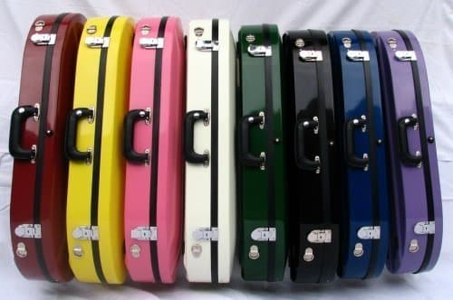 Bobelock 1047 Fiberglass Half Moon Violin Case, RED/Grey