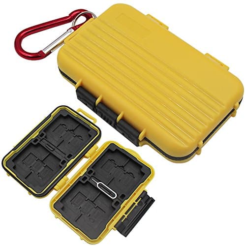 Memory Card Case Water-Proof Dust-Proof Anti-Shock Protection Card Holder for 8 pcs SD Cards 12 micro MSD/SD Cards 4 Compact Flash (Yellow).