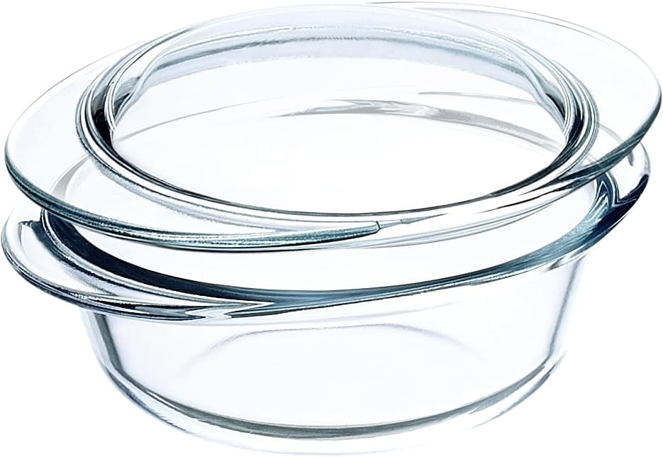 SIMAXCasserole Dish For Oven: Mini Glass Baking Dish With Lid – Small, Personal Sized Round Bakeware and Cookware Great for Storage – Microwave, Oven, And Dishwasher Safe Borosilicate Glass Dish –