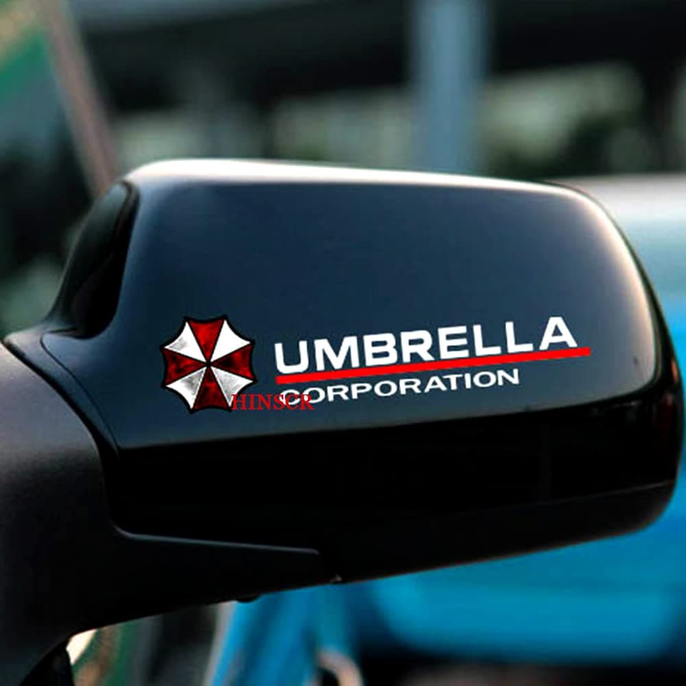 YSpring 1 Pair auto Rearview Mirror Reflective Decals Resident Evil Umbrella Corporation car Mirror Stickers for car Motorcycle Truck (Style E- White)