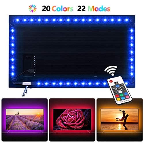 Toodour LED Strip Lights, TV Backlight 6.56ft for 40-60in TV, USB Powered TV Lights Strip with Remote - 22 Colors Changing 5050 LED Bias Lighting for HDTV, Computer