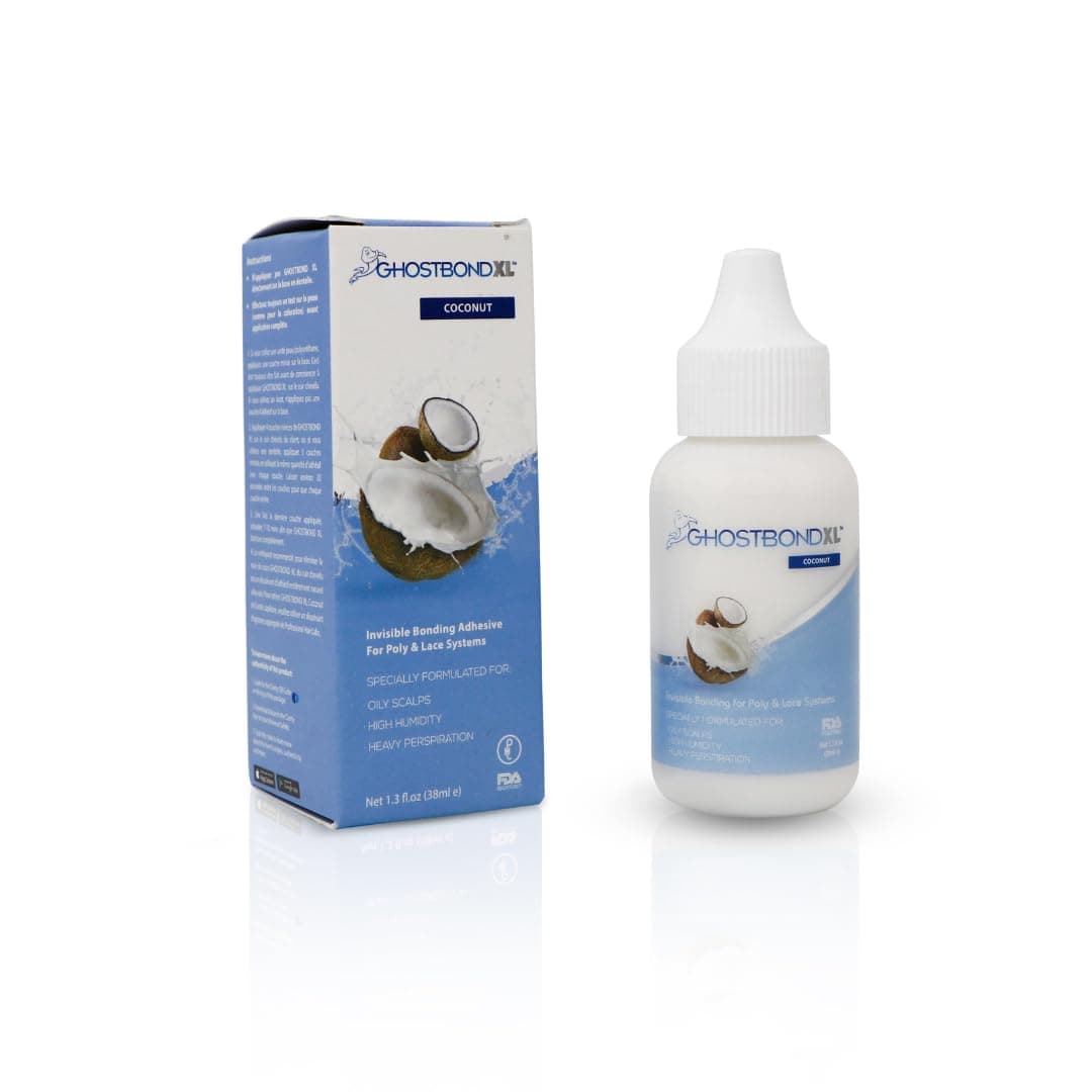 GHOSTBOND XL Hair Replacement Adhesive - 1.3oz - Invisible Bonding Wig Glue: Extra Moisture Control - Water & Oil-Resistant, Light Hold for Poly and Lace Hairpiece, Wig, Toupee Systems, (Coconut)