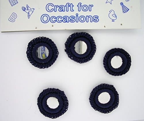 Craft Embellishments - Crochet Edged Mirrors Navy (5 pieces)
