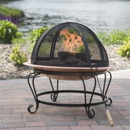 28-Inch Copper Fire Pit with Screen, 21-Inch Tall