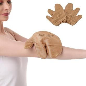 SoulGenie Silk Garshana Ayurvedic Massage Gloves - Electro static Lymph Circulation Boost - 100% Natural Dry Skin Brushing and Exfoliation and Excess Fat Treatment - Mitt Style 1 Pair