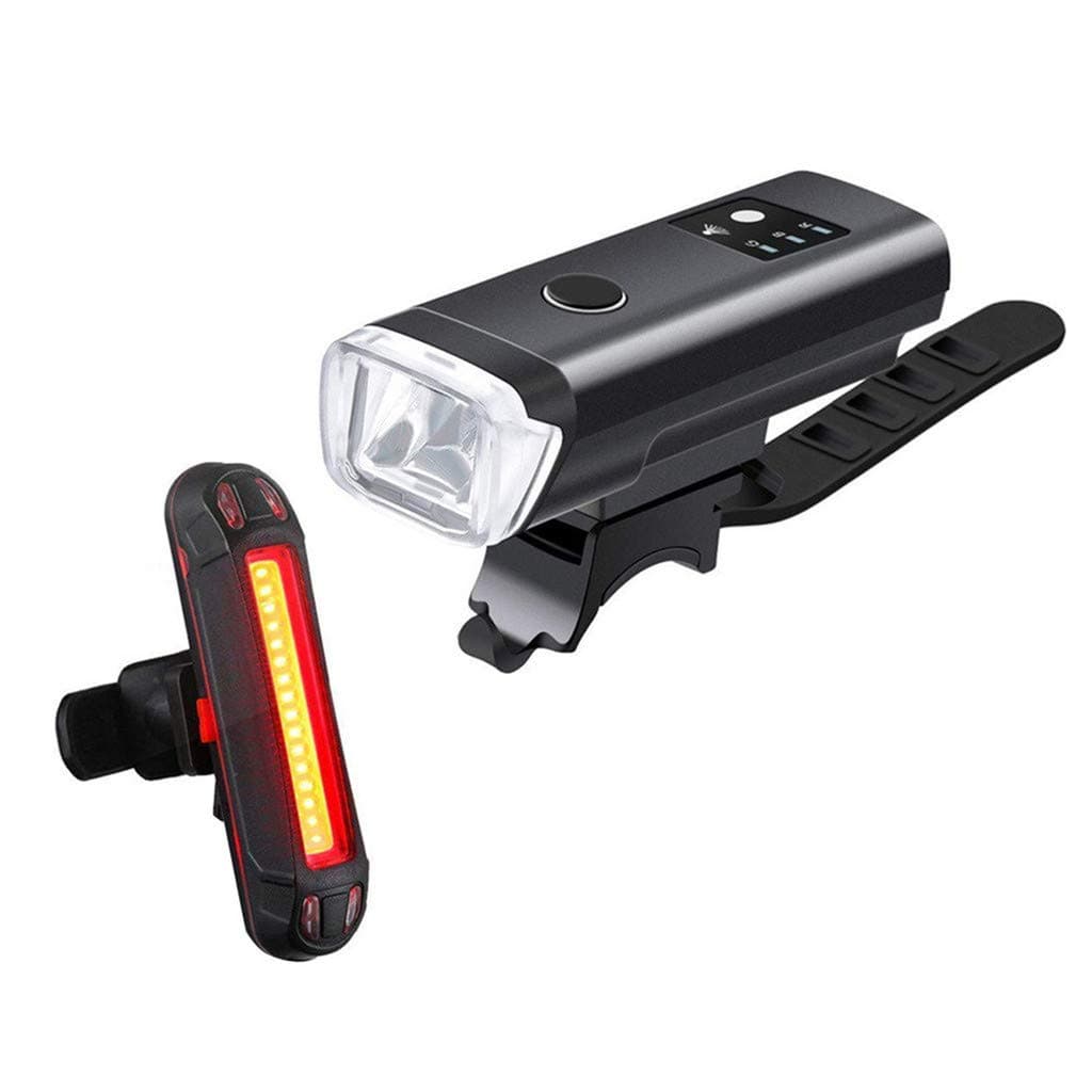 eWINNER USB Rechargeable Powerful Lumens Bicycle LED Headlight and Tail Light Front and Back Rear Lights Set