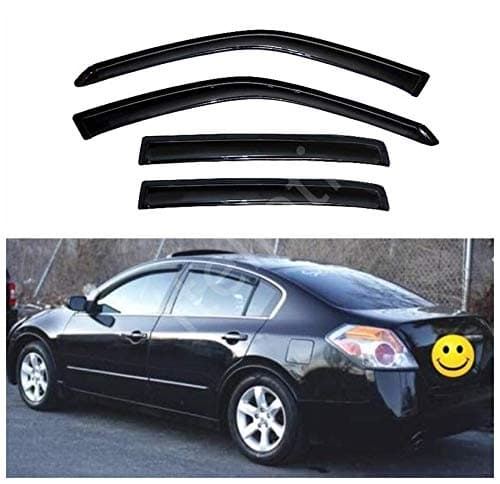 4pcs Outside Mount Dark Smoke Sun/Rain Guard Front+Rear Tape-On Auto Window Visors For 07-12 Nissan Altima 4-Door Sedan L32A