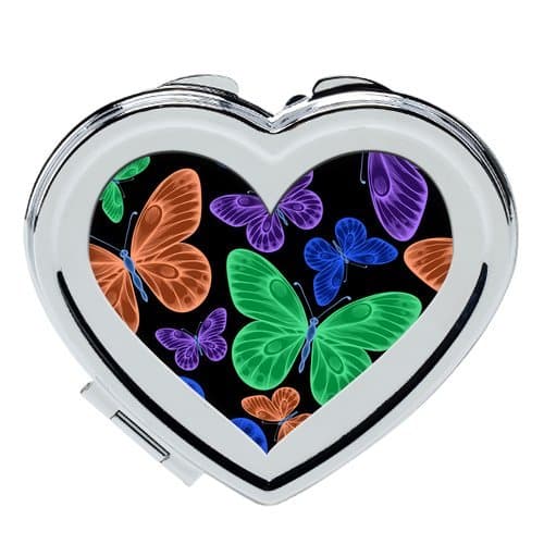 Custom Beautiful Butterflies Heart-shaped Cosmetic Mirror