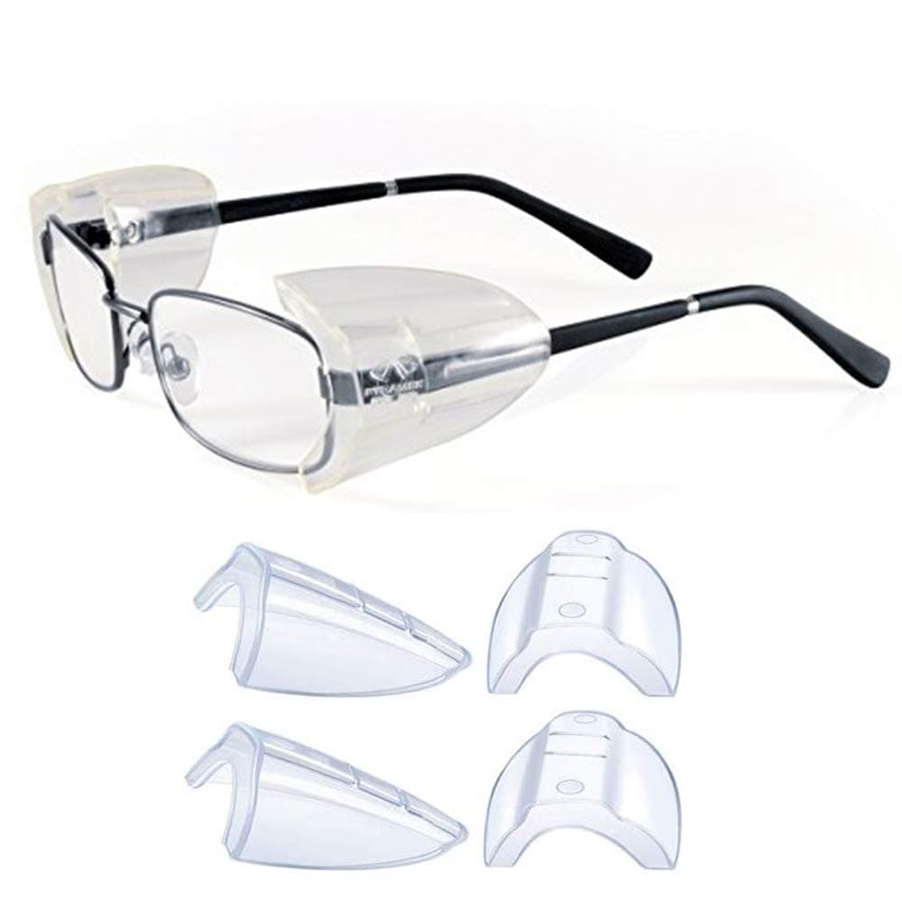 VIEEL Safety Glasses Side Shields, Slip On Clear Side Shields for Safety Glasses-Fits Medium to Large Eyeglasses Frames (2 Pair)