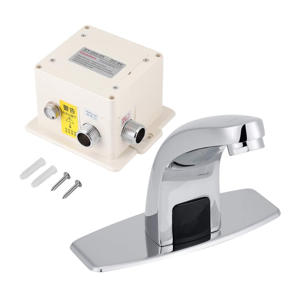 ZJchao Automatic Infrared Sensor Tap for Bathroom Kitchen Basin Zinc Alloy Intelligent Induction Cold Water Tap with Control Box(Battery Not Included)