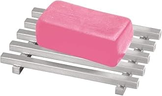 iDesign Steel Self-Draining Kitchen and Bathroom Bar Soap Holder, The Kyoto Collection – 4.25" x 3" x 0.5", Brushed Stainless Steel