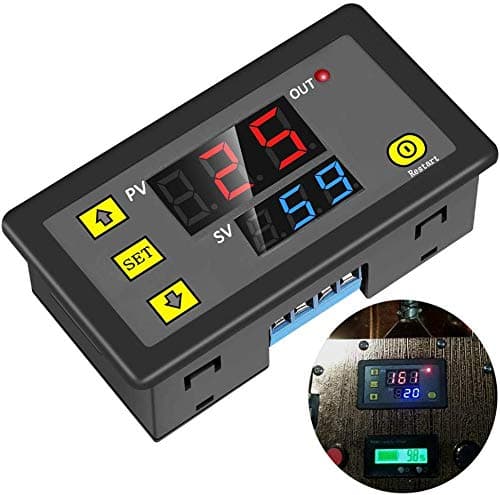 ICSTATION Delay Relay Module, DC 12V 10A Time Delay Switch 0-999s/min/h Timer Relay LED Display Digital Timer Cycle Delay Switch Module for Light Water Pump Engine