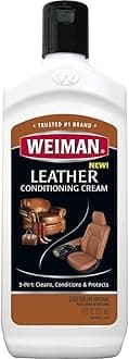 Weiman 3 in 1 Deep Leather Cleaner & Conditioner Cream - Restores Leather Surfaces - Use on Leather Furniture, Car Seats, Shoes, Bags, Jackets, Saddles