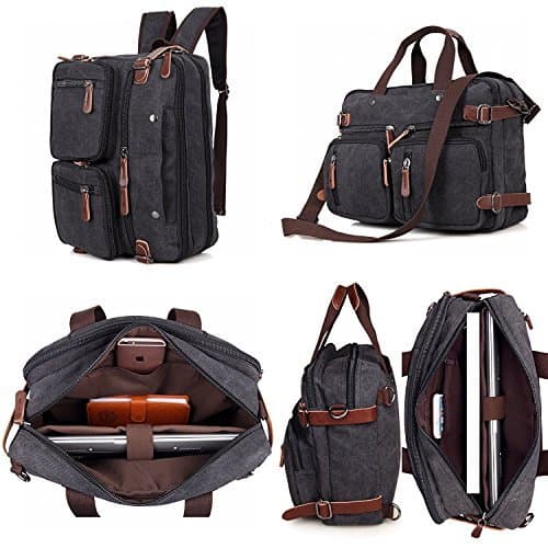 Multipurpose Backpack Messenger Bag Convertible Laptop Backpack Rucksack,Handbag, Crossbody bag,Bookbag Daypack(Black)