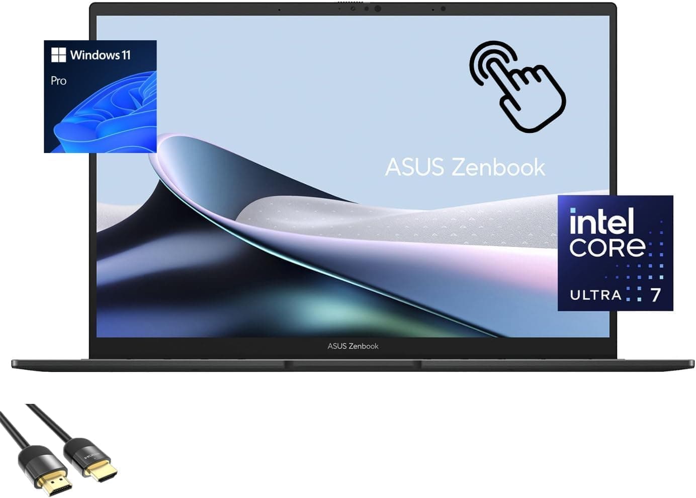 ASUS Zenbook Laptop, 14” WUXGA OLED Touchscreen Display, Intel Core Ultra 7-155H (Up to 4.8Ghz), Intel Arc Graphics, 16GB RAM, 512GB PCIe 4.0, WiFi 6E, Backlit KB, TB 4, PDG HDMI Cable, Win 11 Pro