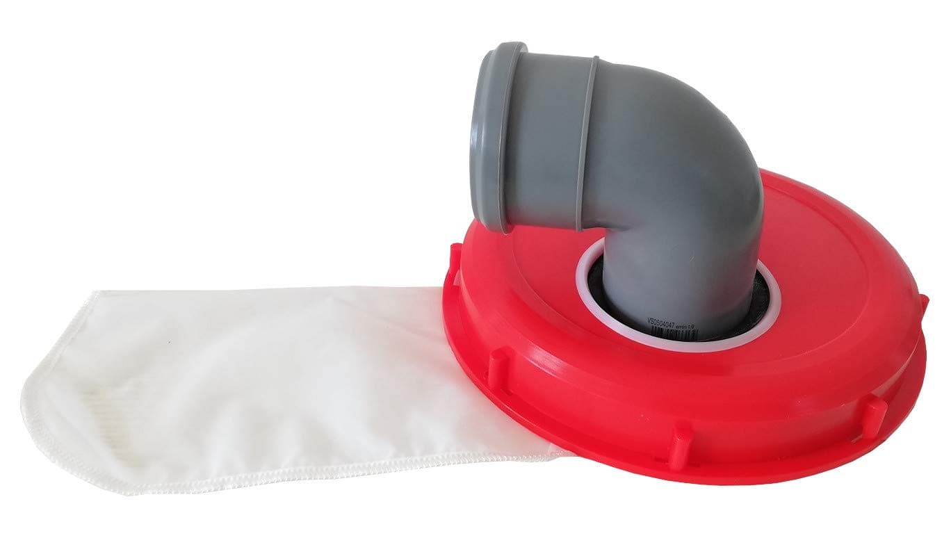 IBC Lid Filter Nylon Washable with Lid for Rain Water Tank IBC 1000 Litre, 220mm 90° Bow